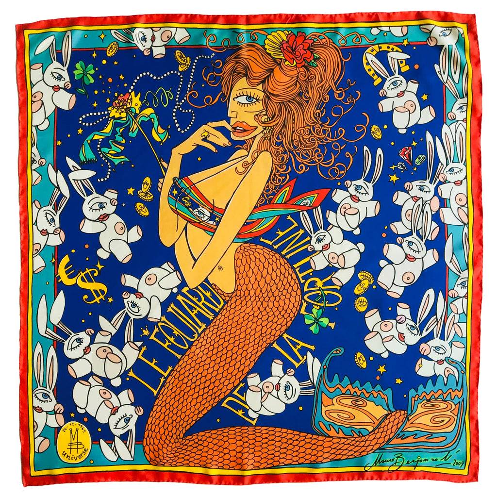 "The Lucky Scarf " Mauro Bergonzoli silk scarf - handmade in Como,Italy